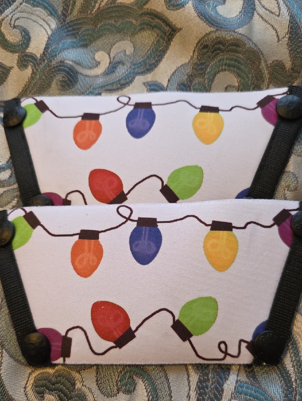 Onesole White Sandal Tops with Multicolor Holiday Light Print